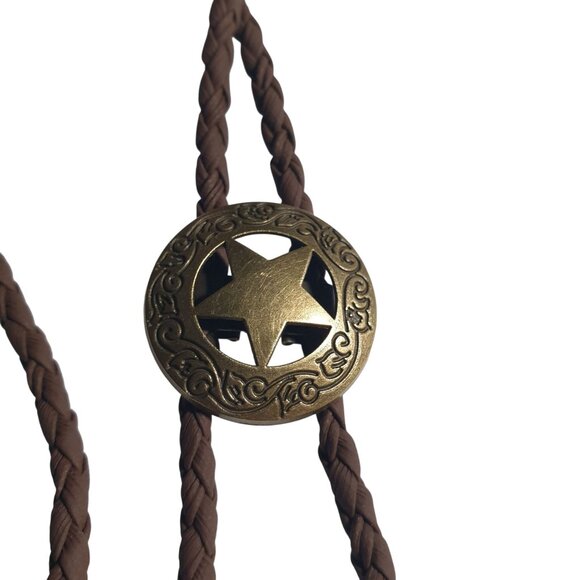 Unbranded Other - Bolo Braided Brown Necklace Men Women Sherriff Badge Pendant Western 40 In Gift